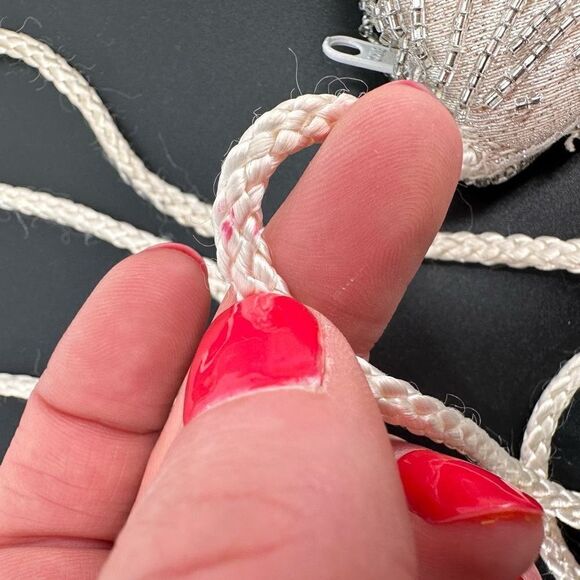 Vintage La Regale Womens Floral Beaded Crossbody Clutch Purse Bag White Cocktail - Picture 8 of 13